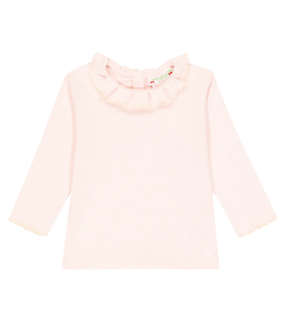 Bonpoint Baby Bella Ruffled Cotton Jersey Top In Rose