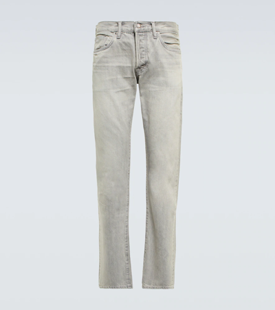 Tom Ford Japanese Selvedge Regular-fit Tapered-leg Jeans In Silv Sld