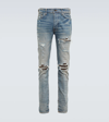 Amiri Mx1 Distressed Skinny Jeans In Stone Indigo