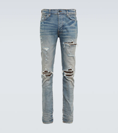 Amiri Mx1 Distressed Skinny Jeans In Stone Indigo