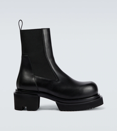 Rick Owens Beatle Bogun Platform Leather Chelsea Boots In Black