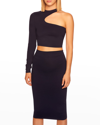 Susana Monaco Slim High Waist Stretch Pencil Skirt In Midnight