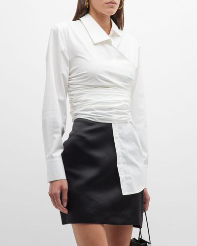 Elleme Draped Collared Top In White