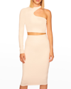Susana Monaco High-waist Stretch Pencil Skirt In Blanched Almond