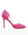 Veronica Beard Gadot Suede Peep-toe Pumps In Fuchsia