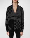 Amiri X Wes Lang Men's Sketch Cardigan Sweater In Grey