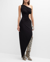Norma Kamali Sunburst Asymmetric Cutout-jersey Midi Dress In Black