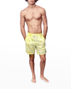 Siamo Verano Men's Linen Tie-dye Shorts In Lime