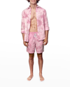 Siamo Verano Men's Relaxed Fit Tie-dye Linen Sport Shirt In Pink