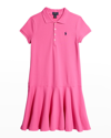 Polo Ralph Lauren Logo-embroidered Cotton-blend Polo Dress 7-11 Years In Baja Pink
