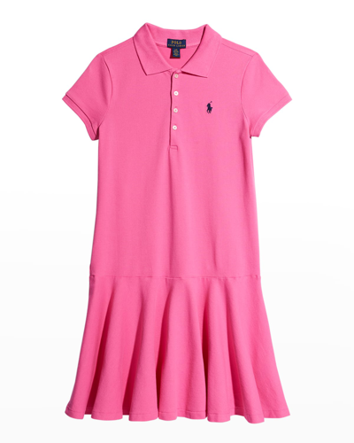 RALPH LAUREN GIRL'S STRETCH COTTON MESH POLO DRESS