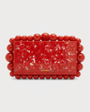 Cult Gaia Eos Beaded Acrylic Clutch Bag In Rouge