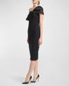 Sachin & Babi Sandra One-shoulder Front-twist Midi Dress In Black