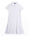Polo Ralph Lauren Girl's Short-sleeve Knit Drop-waist Polo Dress In White