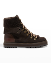 See By Chloé Eileen Lace-up Shearling-lined Ankle Boots In Charcoal