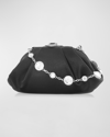 Judith Leiber Gemma Crystal Satin Clutch Bag In Silver/black