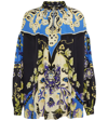 Etro Ornamental Print Silk Blouse In Nero