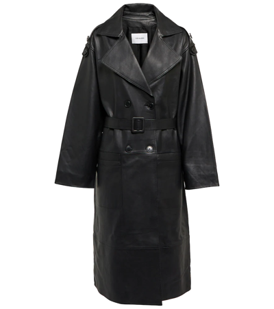 Yves Salomon Belted Trench Coat In Brown