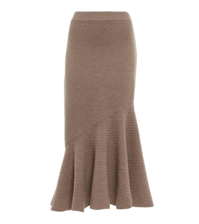 Altuzarra Foreseti Ribbed-knit Wool-blend Midi Skirt In Driftwood