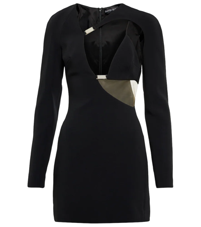 David Koma Cutout Asymmetric Jersey Mini Dress In Black