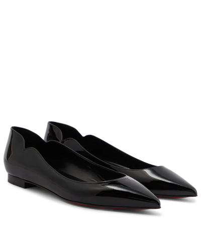 Christian Louboutin Hot Chick Leather Ballet Flats In Black/lin Black