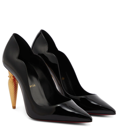Christian Louboutin Lipchick Leather Pumps In Black/lin Bk/gold