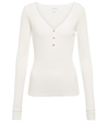 Velvet V-neck Top In Ecru