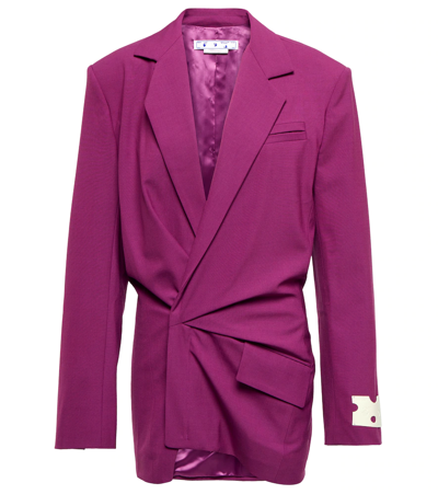 Off-white Fuchsia Pink Virgin Wool Blazer Dress