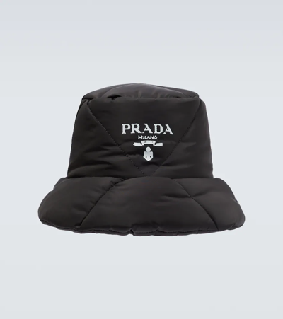 Prada Men's Re-nylon Padded Bucket Hat In F0002 Nero