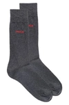 Hugo Boss Two-pack Of Regular-length Socks In Stretch Fabric In Dark Grey