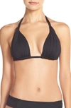 La Blanca Ruched Halter Bikini Top Women's Swimsuit In Black