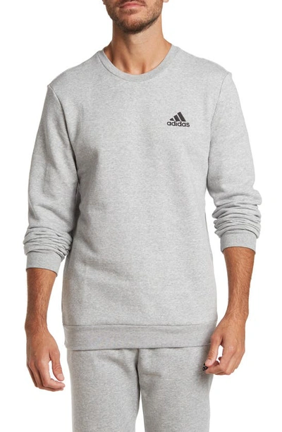 Adidas Originals Feel Cozy Sweatshirt In Medium Grey Heather/ Black