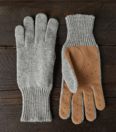 Brunello Cucinelli Cashmere-suede Gloves In Grey