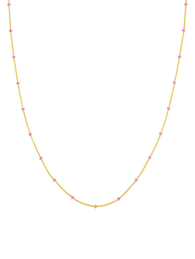 Saks Fifth Avenue Women's 14k Yellow Gold & Pink Enamel Beads Station Necklace