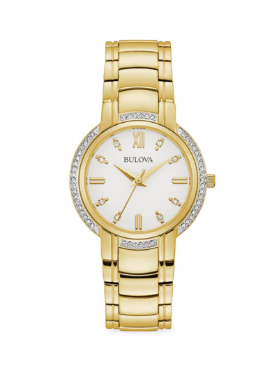 Bulova Women's 26mm Stainless Steel & Swarovski Crystal Bracelet Watch In White