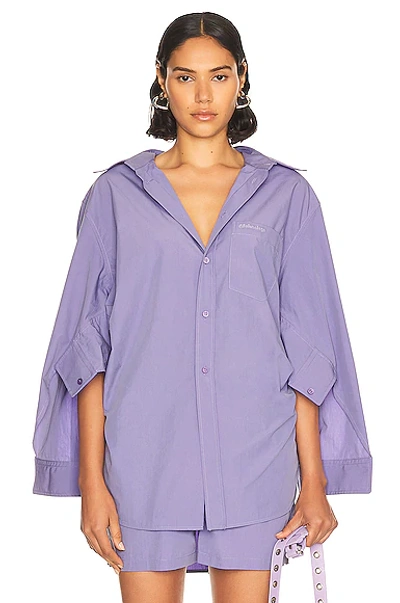 Balenciaga Swing Twisted Oversized Cotton-blend Poplin Shirt In Purple