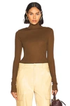 Lemaire Cotton Jersey Turtleneck Top In Havana