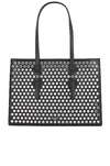 Alaïa Mina Small Perforated Leather Tote Bag In Noir