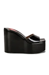 Alaïa Color Patent Wedge Platform Sandals In Noir