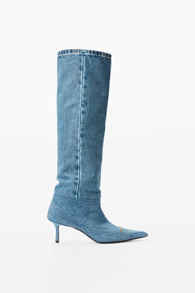 ALEXANDER WANG VIOLA 65 SLOUCH BOOT IN WASHED DENIM