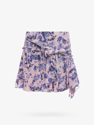 Isabel Marant Filao Bow-detailed Gathered Printed Silk Crepe De Chine Mini Skirt In Multicolor