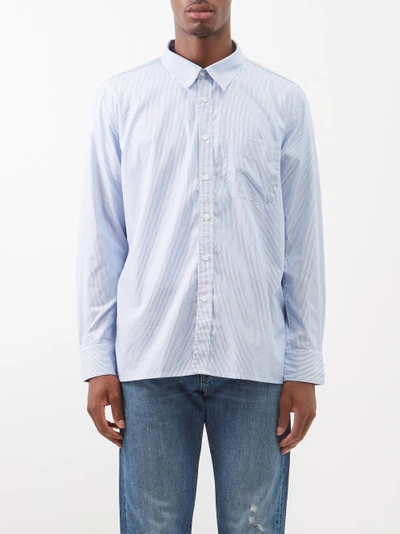 Nili Lotan Finn Patch-pocket Striped Cotton-poplin Shirt In Blue/white Stripe