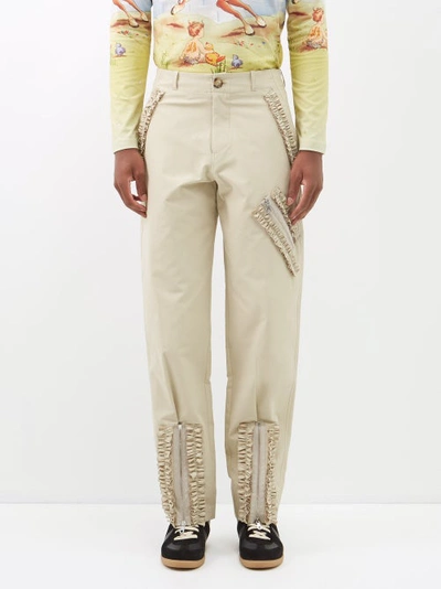 Molly Goddard Franko Cotton-blend Frill Trousers In Stone