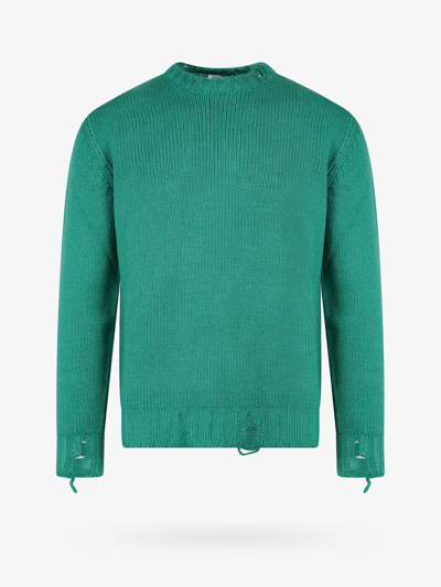 Pt Torino Destroyed Wool Sweater In Verde