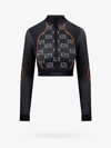 Gucci Gg-monogram Long-sleeved Jersey Crop Top In Grey