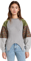 Andersson Bell Rosee Embellished Patchwork Cotton-jersey, Corduroy And Shell Sweater In Grey