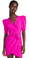 Black Halo Maricopa Puff Sleeve Belted Romper In Vibrant Pink