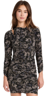 Isabel Marant Tosca Ruched Paisley-print Silk Crepe De Chine Mini Dress In Black