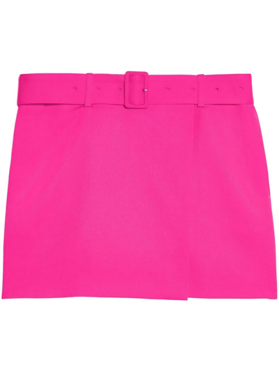 Ami Alexandre Mattiussi Belted Midi Skirt In Fuxia