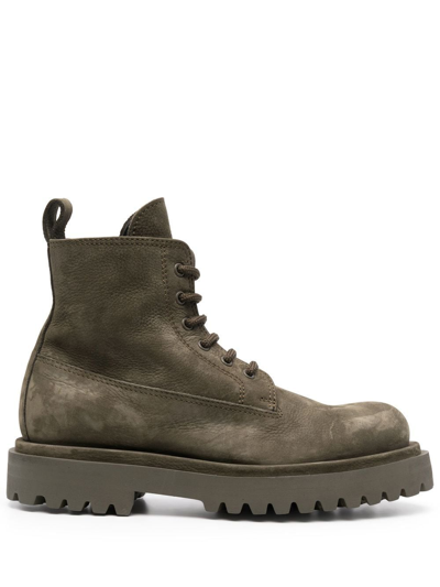Officine Creative Wisal Lace-up Suede Boots In Green